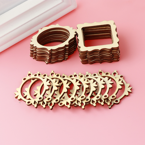 30Pcs/set Unfinished Frame Carved Wooden Ornaments