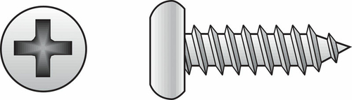 12 x 1.25 in. Phillips Pan Head Steel Sheet Metal Screw  Zinc