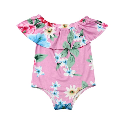 Newborn Baby Girls Floral Off Shoulder Romper