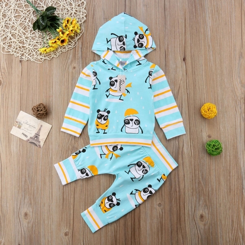 18M 2PCS Hooded Clothes Set Newborn Kid Baby
