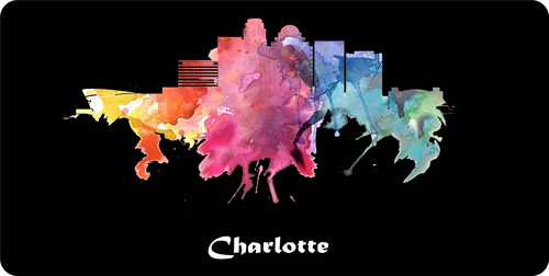 City Of Charlotte License Plate Watercolor Art