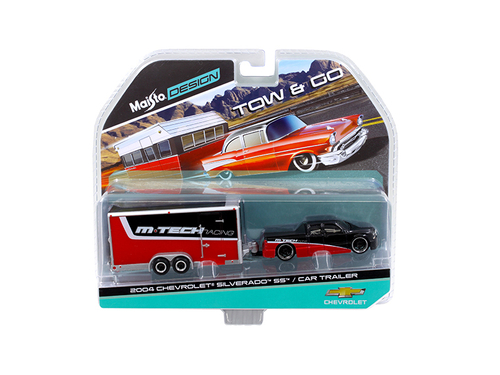 2004 Chevrolet Silverado SS with Car Trailer Red / Black Tow & Go 1/64