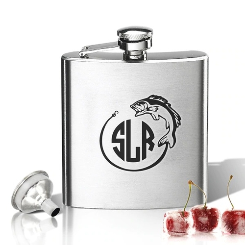 Hip Flask (8 oz) Personalized to your desire. Fish Monogram
