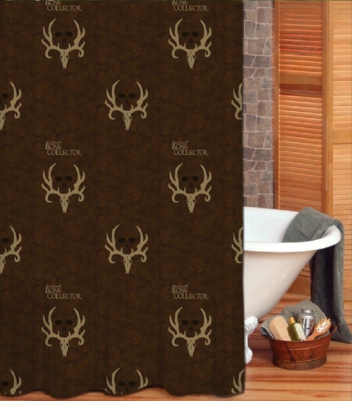 Bone Collector - Skull Theme - Modern Washroom Shower Curtain - Brown