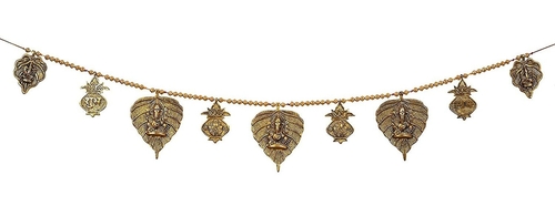 Metal Ganesha On Leaf Bandarwal For Wall Home Decor Toran