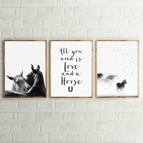 Horse Art Decor Canvas Prints and Poster,  Black