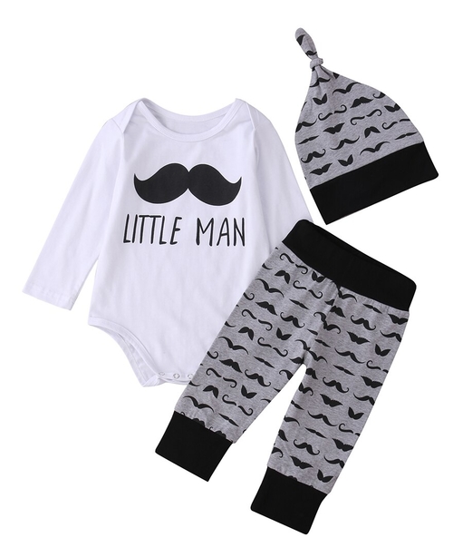 Cute Mustache Newborn Baby Girl Boy Tops