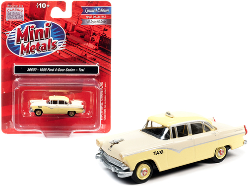 1955 Ford 4-Door Sedan \Taxi\" Yellow and Cream 1/87 (HO) Scale Model