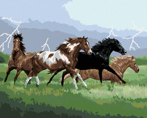 Paint by Numbers - HORSES RUNNING IN A STORM (ABRAHAM HUNTER)