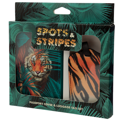 Fun Novelty Big Cat Spots and Stripes Luggage Tag and Passport Cover