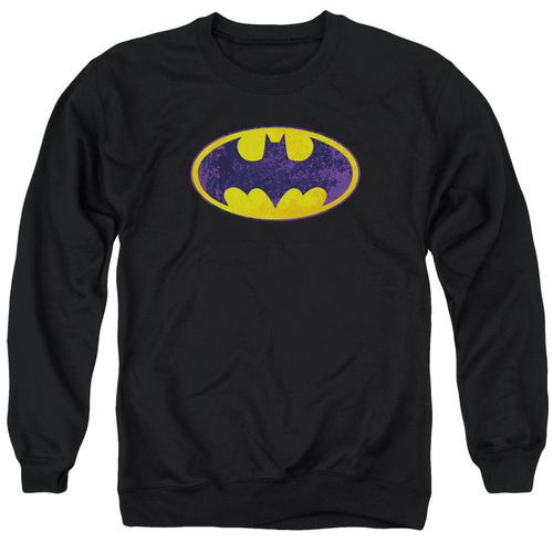 Trevco BM2026-AS-4 Batman & BM Neon Distress Logo Long Sleeve Adult Cr