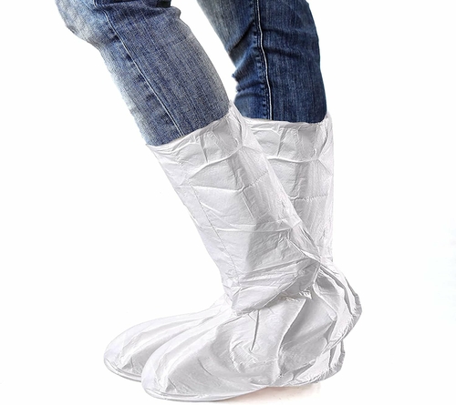 Disposable Boot Covers 19" High, 15" Length. Pack of 10 White Shoe