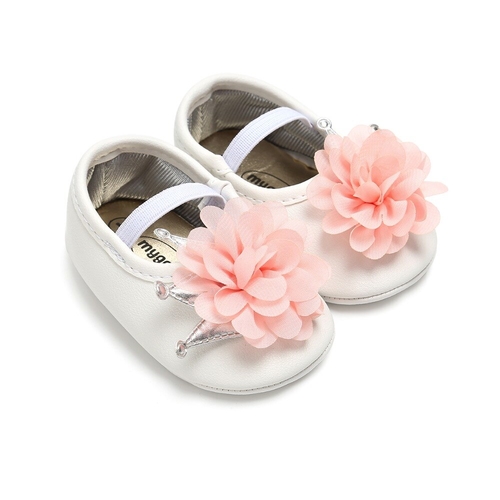 Newborn PU Leather baby moccasins Crown Big Flower