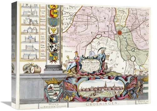 Global Gallery GCS-267495-22-142 22 in. Large Wall Map of Groningen W 