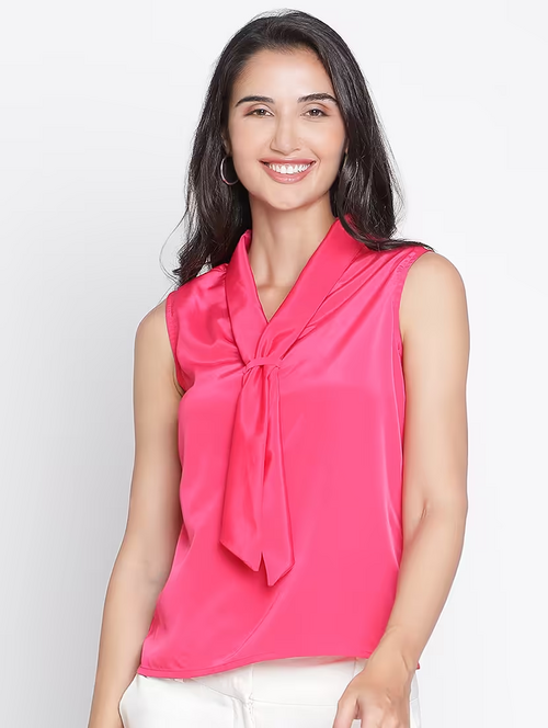 Pink Solid Regular Top (Size-S) (Color-Pink)