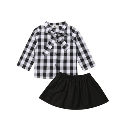 Cute Toddler Kids Baby Girl Plaid Bowknot