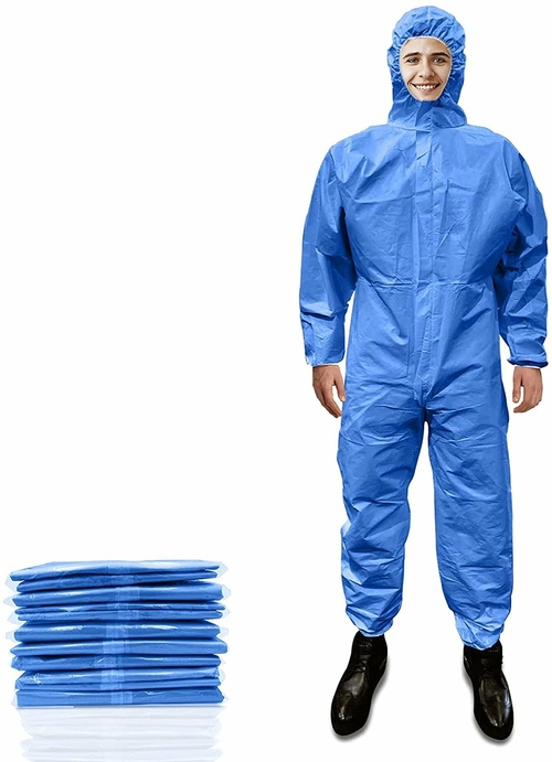 Disposable Coverall. Blue Hazmat Suit X-Large, Adult Protective Suits