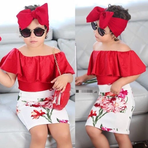 Fashion Kid Baby Girls Off Shoulder Tops Floral