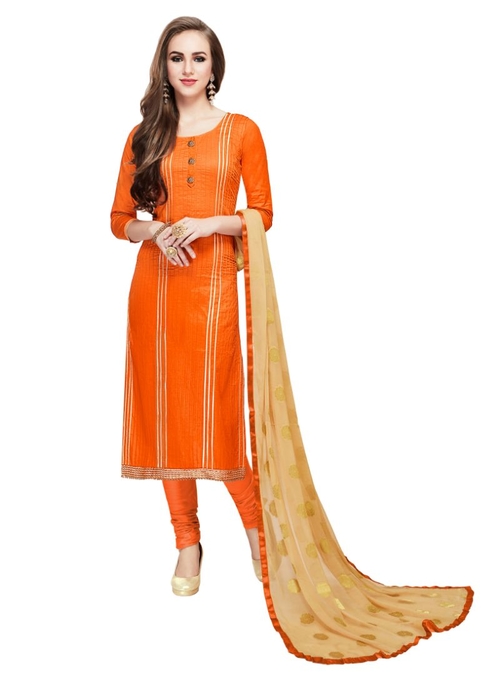 Generic Women's Cotton Salwar Material (Oranage,