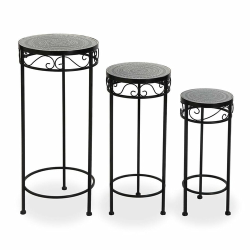 Flower Pot Stand Versa Grey Metal (30 x 69 cm) (3 pcs)