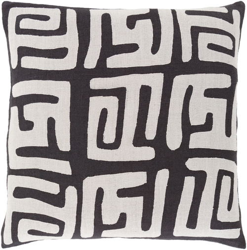 Surya NRB006-2020 Nairobi Pillow Cover - Light Gray & Black - 20 x 20 