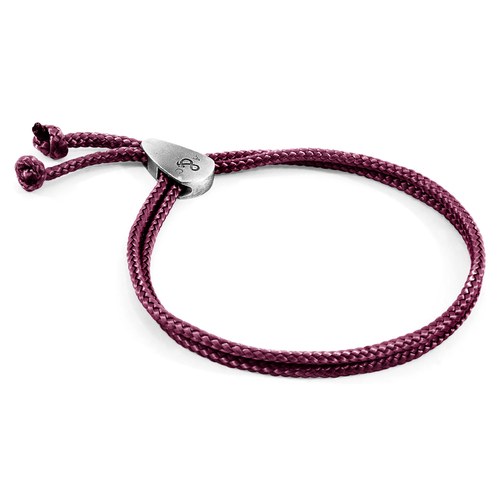 Aubergine Purple Pembroke Silver and Rope Bracelet