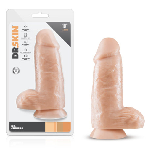 Blush Dr. Skin Dr. Chubbs Realistic 10 in. Dildo with Balls & Suction