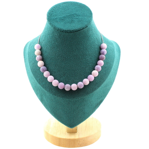 Matte purple Mica 8 mm 20 beads necklace.