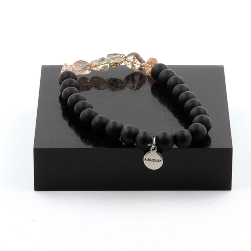 Super Seven (Melody's Stone) from Brazil + Matte Black Onyx Bracelet