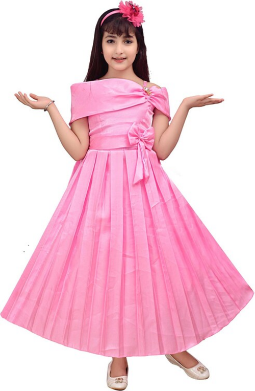 Girls Maxi Full Length Party Dress Red Sleeveless (Size-8-9YEAR)