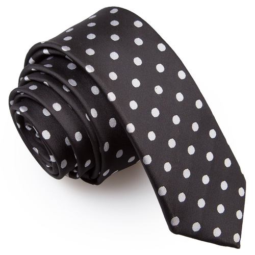 Polka Dot Skinny Tie - Black