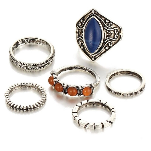 Women Bohemian Vintage Silver Stack Rings Above