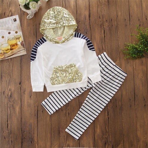 Kids Baby Girl Outfit Set Sequin Shirt T shirt