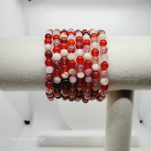 Strawberry Quartz Flower Agate Carnelian Mix Stone Bracelet
