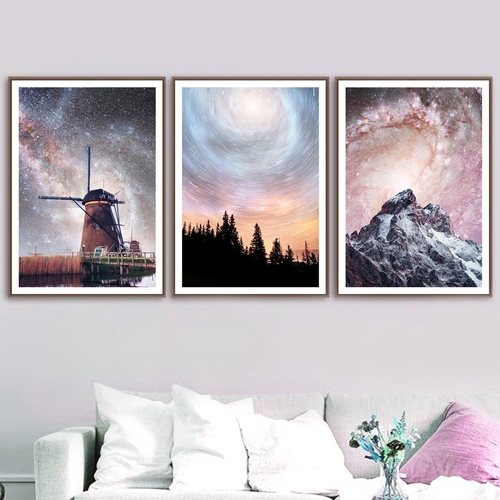 Windmill Fantastic Starry Sky Wall Art