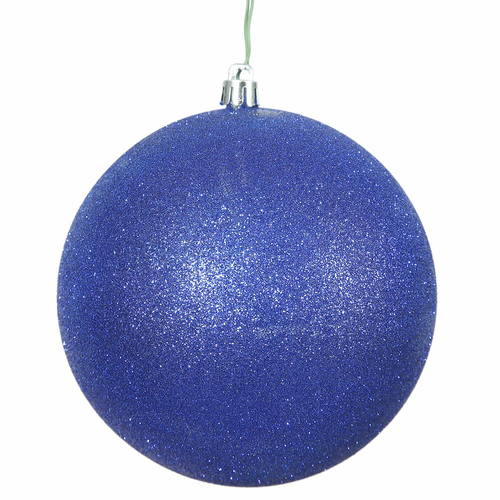 Vickerman N592022DG Cobalt Glitter Drilled Cap Ball Ornament, 8 in