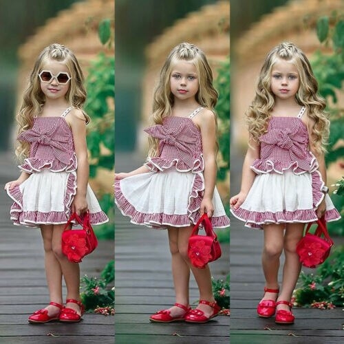 Baby Clothes Set  Kid Baby Girl Ruffle Vest Tops T