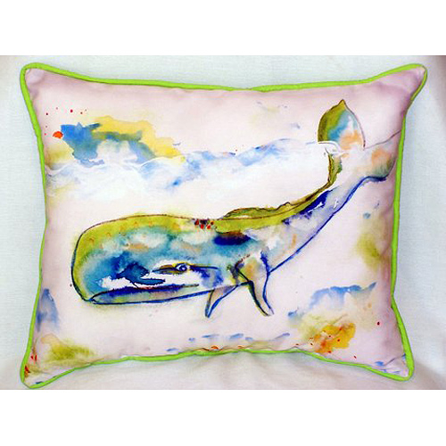 Betsy Drake HJ420 Whale Large Indoor & Outdoor Pillow 16 x 20