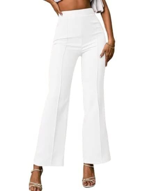 WHITE Women's Yoga Dress Pants Stretchy Work Slacks Business Casual