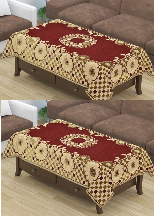 Luxurious Attractive Floral & Square Self Design Cotton 4 Seater