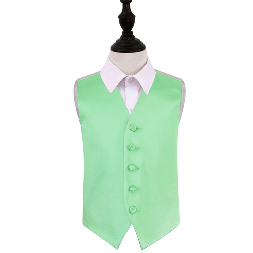 Plain Satin Waistcoat - Boys - Mint Green, 34'