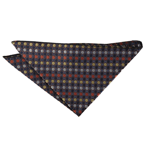Chequered Polka Dot Handkerchief - Gold, Silver & Orange