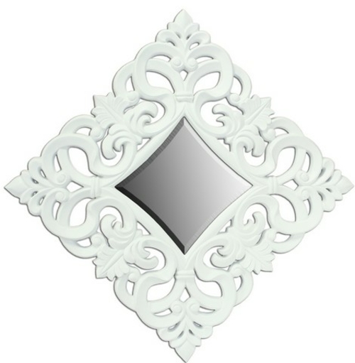 A&A Art Gallery PU065 White Ornate Antique Mirror