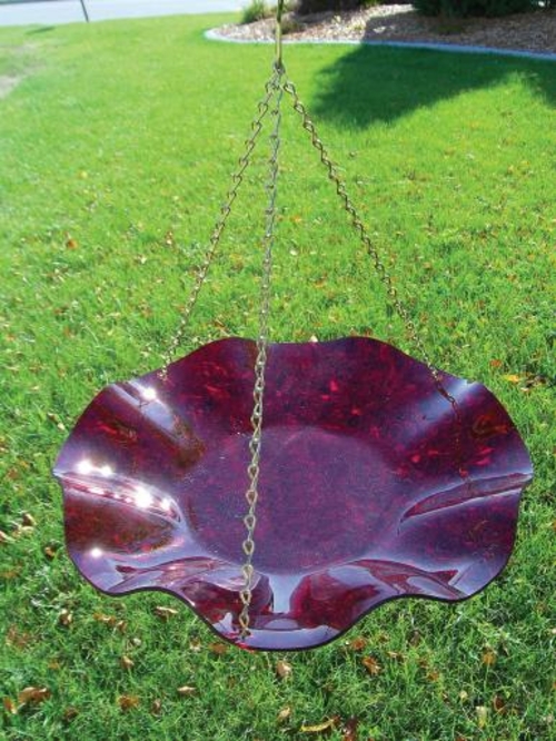 Birds Choice AAH214 Hanging Red Acrylic Bird Bath