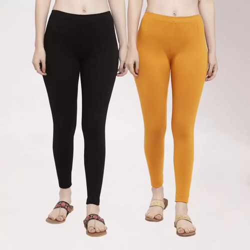 Ankle Length Western Wear Legging  (Black, Mustard, Solid)