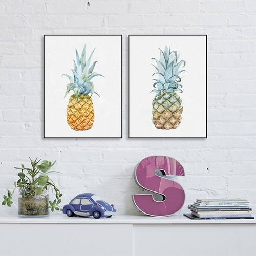 Golden Yellow Pineapple Canvas Art Print Poster,