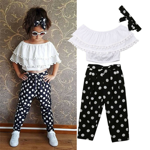 2-7Y Summer Kids Baby Girl Retro 3Pcs Outfits