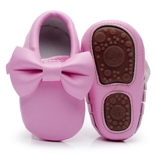 Lovely bow hard sole toddler moccasins Newborn