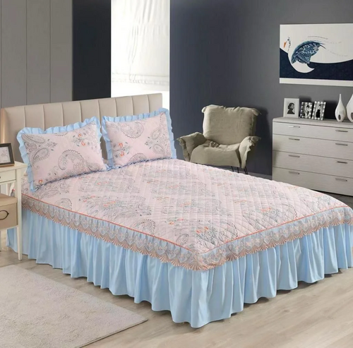 FLORAL PRINTED BED COVER With Two matching pillow KING SIZE