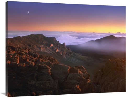Global Gallery GCS-396741-3040-142 30 x 40 in. Sunrise & Crescent Moon